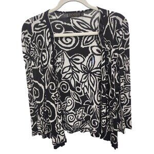 Picadilly Artsy Cardigan Womens‎ Petite Medium Floral Slinky Open Ruffle BOHO